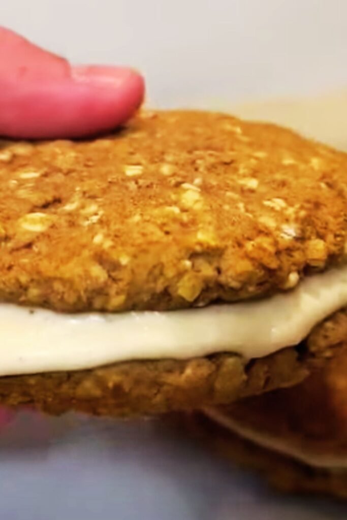 Step-by-step assembly of cream pies showing layers